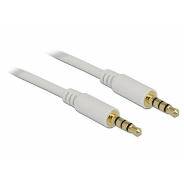 Cablu stereo jack 3.5mm 4 pini Alb T-T 3m, Delock 83442