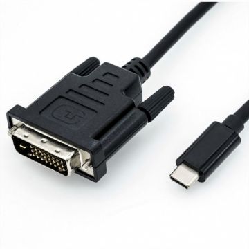 Cablu USB tip C la DVI T-T 1m Negru, Roline 11.04.5830