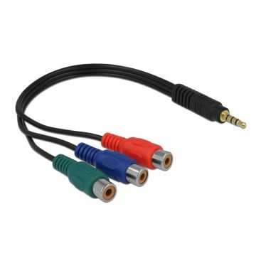 Cablu video 3 x RCA la jack Stereo 3.5 mm 4 pini M-T, Delock 62499