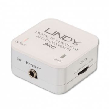 Convertor digital Coax/SPDIF la analog jack 3.5mm cu amplificare, Lindy L70467