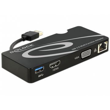 Docking station USB 3.0 la HDMI / VGA + Gigabit LAN + USB 3.0, Delock 62461