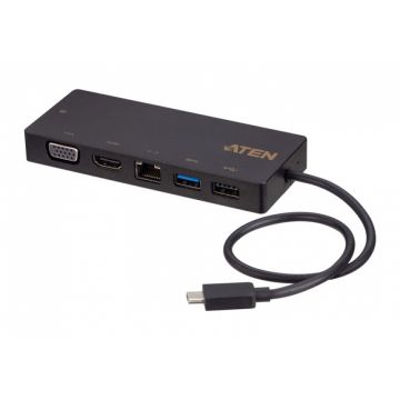 Docking station USB-C la 1 x HDMI 4K@30Hz, 1 x VGA, 1 x Gigabit, 1 x USB-A (OS X, iPad Pro, Android), ATEN UH3236