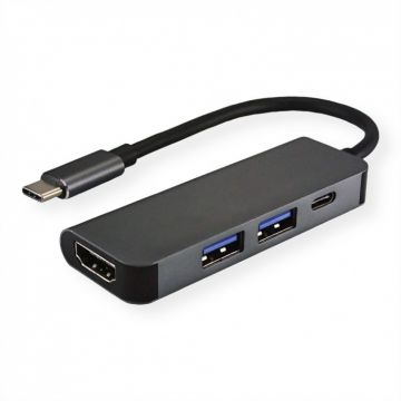 Docking Station USB-C la HDMI 4K, 2 x USB 3.0, 1 x USB-C PD, Value 12.99.1042