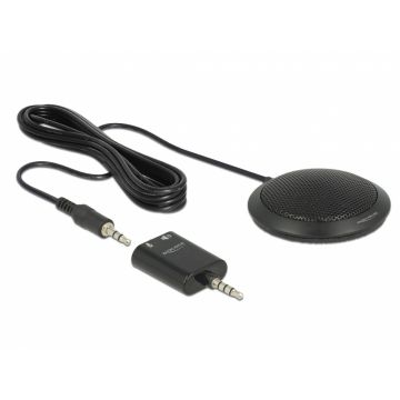 Microfon condensator omnidirectional de masa pentru conferinta cu jack stereo 3.5 mm 3 pini, Delock 65873