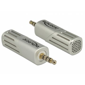 Microfon Uni-Directional pentru smartphone/tableta jack stereo 3.5mm 4 pini unghi 90 grade argintiu, Delock 65893 Microfon Uni-Directional pentru smartphone/tableta jack stereo 3.5mm 4 pini unghi 90 grade argintiu, Delock 65893