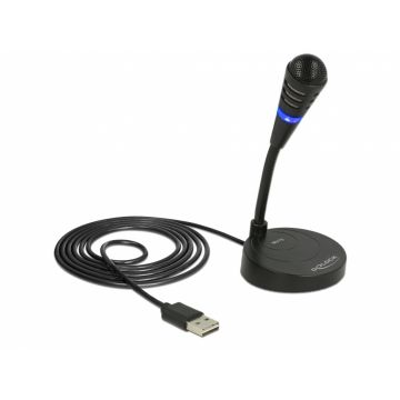 Microfon USB cu baza si buton tactil Mute, Delock 65868