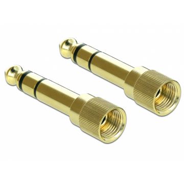 Set 2 buc adaptor insurubabil stereo 6.35 mm la jack stereo 3.5 mm 3 pini T-M, Delock 65983