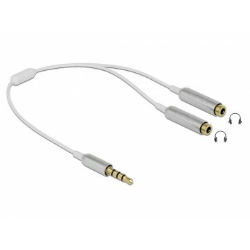 Splitter stereo jack 3.5mm la 2 x jack 3.5mm 4 pini 25cm, Delock 65576