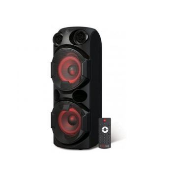 Boxa portabila Rebeltec SoundBox 630 Karaoke, 70 W, Telecomanda, Autonomie 8-12 ore, FM, LED, Slot USB, AUX (Negru/Rosu)