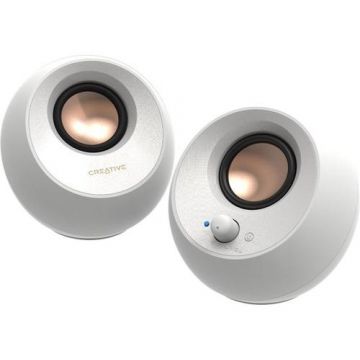 Boxe Creative Pebble v3, 2.0 Bluetooth 5.0, USB-C/A & Aux-in (Alb)