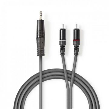 Cablu audio jack stereo 3.5mm la 2 x RCA T-T 3m, Nedis COTH22200GY30