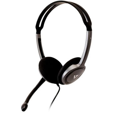 Casti 3.5MM Stereo Headset W Noise Cancelling Boom Mic Negru