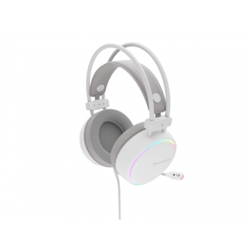Casti cu fir Genesis Neon 613 G2, Jack 3.5 mm, iluminare RGB, Alb
