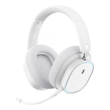 Casti Gaming Baseus AeQur GH02, Autonomie 40 ore, Hi-Res Sound, Microfon (Alb)
