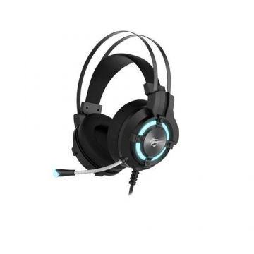 Casti Gaming Havit Gamenote H2212U, Iluminare LED, microfon, USB, Sunet 7.1, Driver 40mm, Lungime cablu 2.5m (Negru)