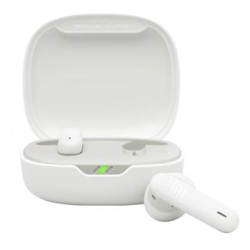 Casti In-Ear JBL Wave Flex 2, True Wireless, Bluetooth, Autonomie 10 ore/40 ore, IP54 (Alb)