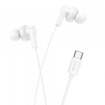 Casti Stereo HOCO M114, USB-C, Microfon (Alb)