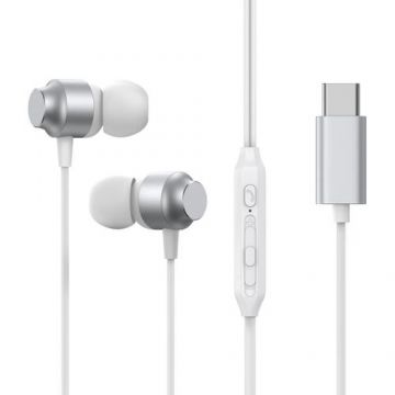 Casti Stereo Joyroom JR-EC06, USB-C, Microfon, Difuzor Dinamic Hi-Fi 10mm (Argintiu)