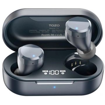 Casti T18 CRYSTAL BUDS True Wireless Stereo (TWS) In-Ear USB Type-C Bluetooth Headset Negru
