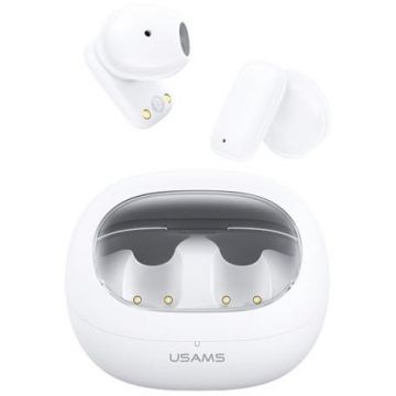 Casti True Wireless In-Ear USAMS Seria TD, Bluetooth 5.3, HFP, Microfon, Control apel/Mut (Alb)