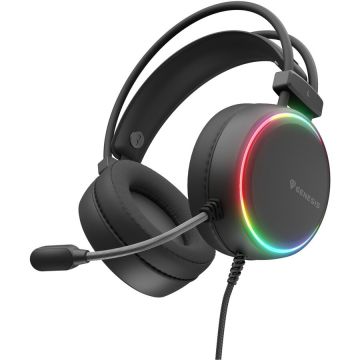 Genesis Casti gaming cu fir Genesis Neon 613 G2, sunet stereo, microfon, impendanta 32 Ohm, frecventa raspuns 20 - 20.000 Hz, lungime cablu 220cm, iluminare RGB, frecventa raspuns microfon 10 Hz - 10 KHz, sensibilitate -42dB, Negru