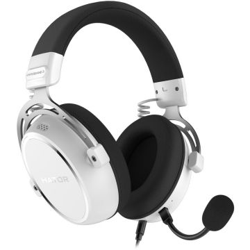 HATOR Casti gaming cu fir Hator Hypergang 3, material membrana compozit, frecventa raspuns 10Hz-44kHz, impendanta 32Ω, putere maxima 30mW, microfon detasabil unidirectional, Alb
