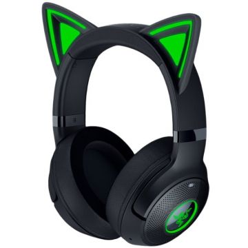 Razer Casti gaming wireless Razer Kraken Kitty V2 BT, 2 zone iluminare Razer Chroma RGB, autonomie pana la 40h cu incarcare Type C, Negru