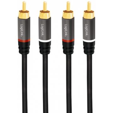 Cablu audio Logilink CA1208 2x RCA Male - 2x RCA Male, 7.5 m, Negru