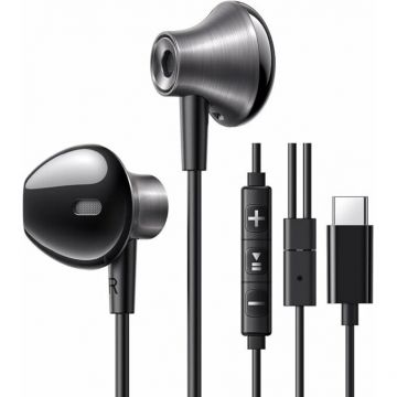 Casti EP106 Intraauriculare Butoni Microfon pe Fir Negru