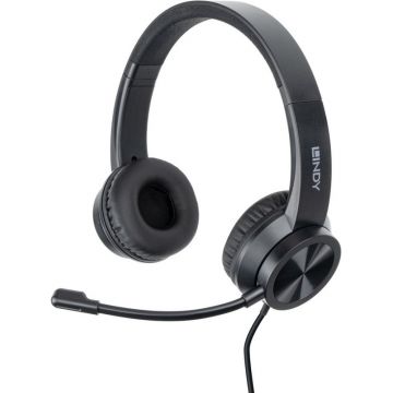 Casti LINDY On-Ear, LY-20439 USB-C Office Headset Black
