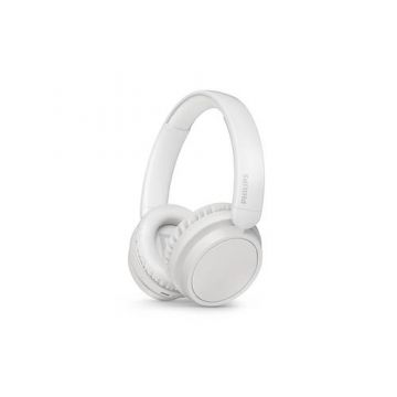 Casti Stereo Wireless Over-Ear Philips 5000 TAH5209WT/97, Bluetooth, A2DP, Autonomie 65 ore, Microfon (Alb)
