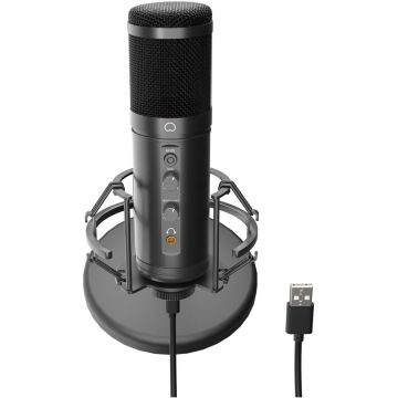 Genesis Microfon Genesis Radium 600 G2, tip Condenser, model cardioid, suportfix, conectivitate USB-C si Jack 3.5 mm, raspuns in frecventa 30 -18.000 Hz, sensibilitate -36 dB, lungime cablu 180 cm, Negru