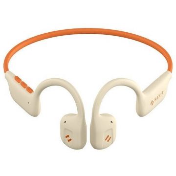 HAVIT Casti bluetooth HAVIT E510BT Freego1, Open-ear, cu sistem de transmitere a sunetului prin aer, Bej