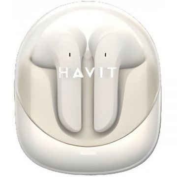 HAVIT Casti Bluetooth, Havit Modern Buds, 4,5h autonomie, 10m raza, Bej