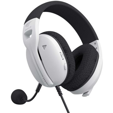 HAVIT Casti gaming HAVIT Fuxi H5D cu fir, jack 3.5mm, Microfon, Negru-Alb