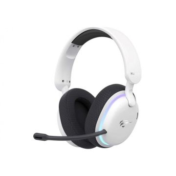 HAVIT Casti gaming Havit Fuxi-H7, Bluetooth 5.2, 18 ore autonomie, 40mm, Alb-Negru