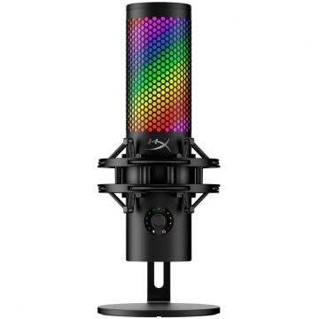 HP Microfon gaming HyperX QuadCast 2 S pentru Streamers-Content Creators, cardioid, USB-C, 32-bit bit depth, 192kHz sampling rate, 100+ LED-uri aRGB, PC Win11, Mac, Steam Deck, Negru
