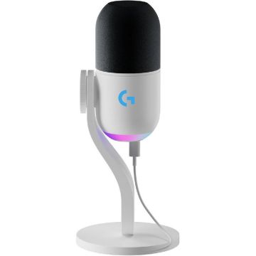 Logitech Microfon Logitech G Yeti GX RGB, USB, cu fir, 50 - 18000 Hz, Alb