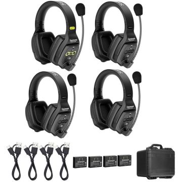 Sistem Intercom Wireless pentru 4 Persoane WiTalk WT4D Full-Duplex 1.9GHz Casti Dual-ear Negru