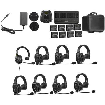 Sistem Intercom Wireless pentru 8 Persoane WiTalk WT8S Full-Duplex 1.9GHz Casti Single-ear Negru