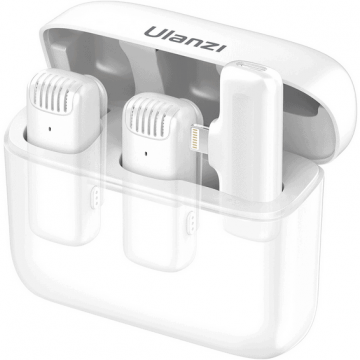 Ulanzi Set microfoane lavaliera wireless Ulanzi J12 pentru dispozitive Apple, White -3097