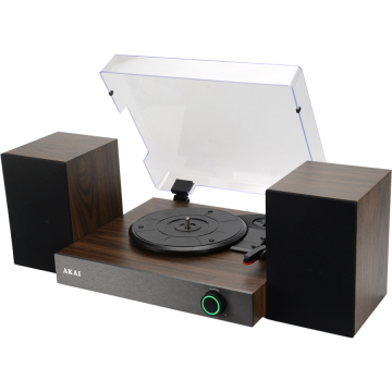 Akai Pick-Up stereo cu difuzoare externe, Akai ATT-200SP, conectivitate Bluetooth 5.4, iluminare LED