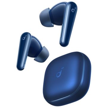 Anker Casti True Wireless Anker SoundCore Liberty 5, Active Noise Cancelling, Autonomie 48 ore, IP55, Dolby Audio, Bluetooth 5.4 Albastru