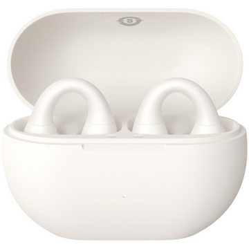 BASEUS Casti True Wireless Baseus Bass 15 Open-Ear Clip, Bluetooth 5.4, Autonomie 30 ore Alb