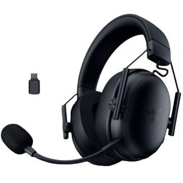 Casti Gaming Razer Blackshark V3 X Hyperspeed, Over-Ear, 2.4G/Bluetooth/USB, TriForce 50mm, Microfon HyperClear Cardioid 9.9mm, Autonomie 70 ore (Negru)