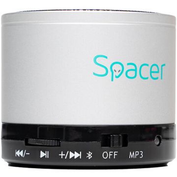 spacer Boxa Spacer Portabila Bluetooth Topper, Rms: 3W, Control Volum, Acumulator 520Mah, Timp De Functionare Pana La 5 Ore, Distanta De Functionare Pana La 10M, Incarcare Usb, Silver