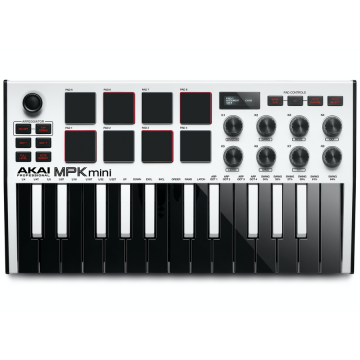 Akai Akai MPKMINI3W Mini tastatura controler si pad-uri ultra compacte cu 25 de taste, alb