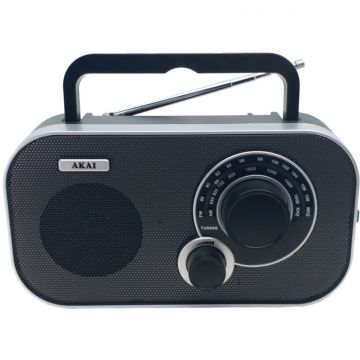 Akai Radio analog FM / AM portabil Akai APR-5112, alimentare retea sau baterii, Aux in, jack casti, antena telescopica