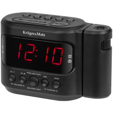 Radio AM/FM Proiectie Ceas Negru