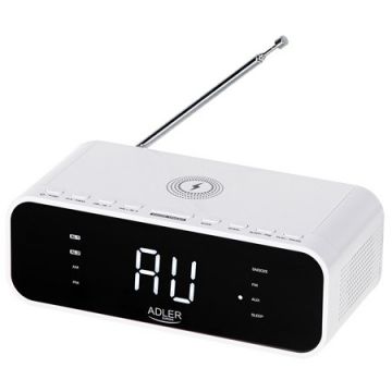 radio cu ceas incarcare wireless ad 1192 alb adler
